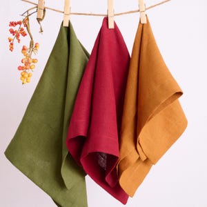Fall Custom Luxury French Linen Napkins, Set of 2/4/6/8/10, Multiple Sizes, 100% European Linen, Personalized Dinner Napkins for Weddings