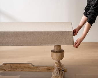 Mantel rectangular a medida, con textura de lino, protector de mesa impermeable para cocina y comedor, ideal para el Día de Acción de Gracias.