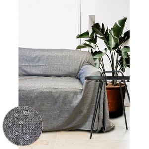 Linen Textured Stain Resistance Sofa Slipcover| Custom Size Couch Cover | Linen Couch Throw| |Spill-Proof & Scratch-Resistant