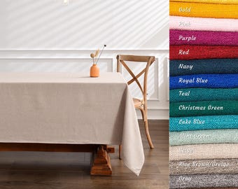 Mother's Day Gift | Waterproof Linen Textured Tablecloth, Small Rectangle Spring Table Cover, Wrinkle Resistant & Spill Proof, Custom Size