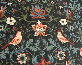 William Morris KELMSCOTT Strawberry Thief Fabric - Premium Quality Pure Cotton, 56&quot; Width, Medium-Weight Home Decor - By The Yard