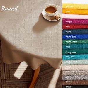 Custom Round Tablecloth | Linen Textured Spill-Proof  Table Cloth |Stain-Resistant Table Cover | Mothers day gift , Great Grandma Gift