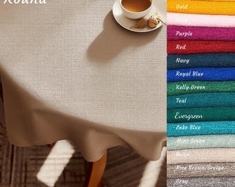 Custom Round Tablecloth | Linen Textured Spill-Proof  Table Cloth |Stain-Resistant Table Cover | Mothers day gift , Great Grandma Gift