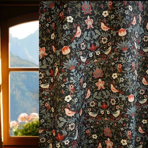 Custom Cotton Curtain Panel, Vintage Living room Drapery Panel, Rustic Bedroom Curtain,Home Décor Curtain,Strawberry Thief by William Morris