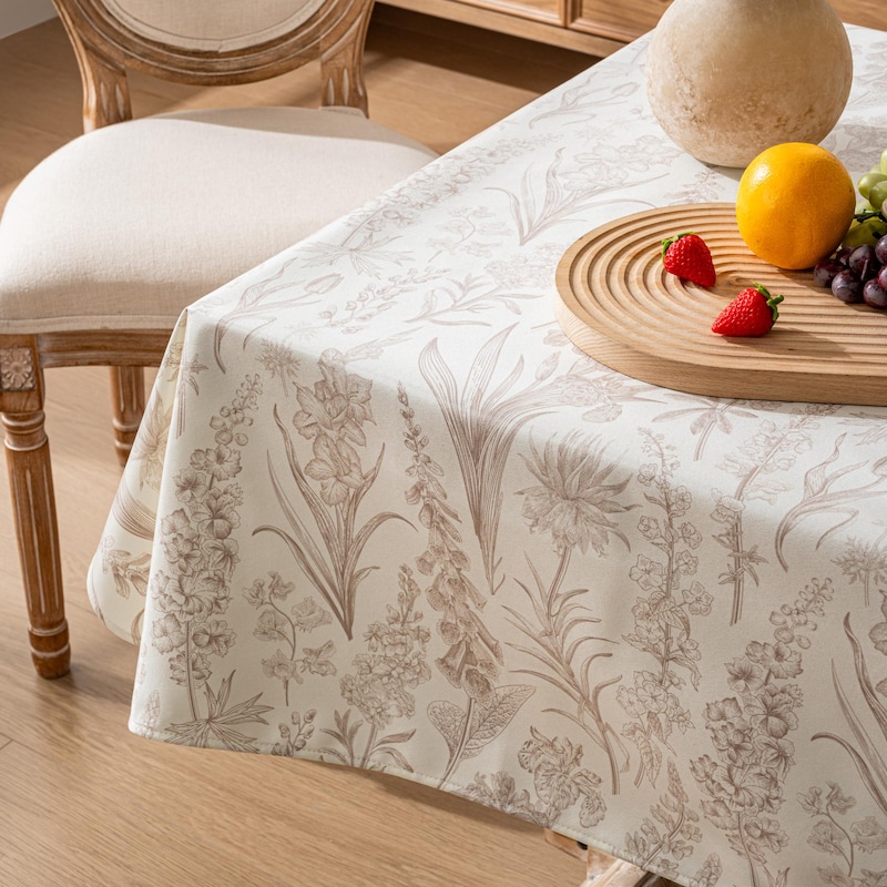 Miranda Blue Vinyl Oilcloth Tablecloth - Wipe Clean Tablecloths - Table