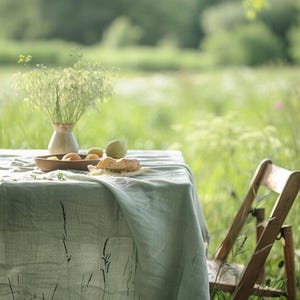 Easter European Natural Linen Tablecloth, Stone Washed Table Cover, Custom Size, Extra Large, Spring Farmhouse Rustic Style