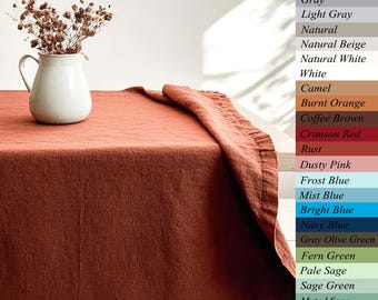 European Natural Linen Tablecloth, Stone Washed Table Cover, Custom Size Table Linen, Large Width, Extra Large, Farmhouse Rustic Style