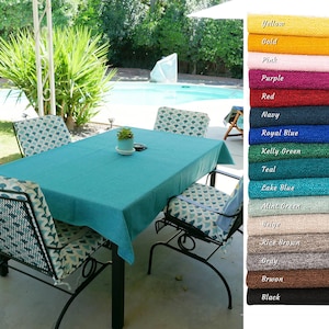 Custom Outdoor Tablecloth | Linen Textured Stain Resistant Table Cloth | Spill-Proof & Wrinkle-Resistant