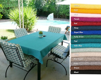 Custom Outdoor Tablecloth | Linen Textured Stain Resistant Table Cloth | Spill-Proof & Wrinkle-Resistant