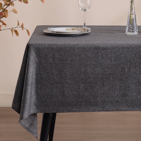 Gray Stain Resistance Tablecloths Made from Recycled Plastic | Custom Size Table Cloth |  Spill-Proof & Scratch Resistant Table Cover
