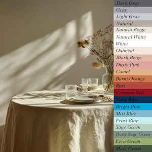 European Natural Linen Oval & Oblong Tablecloth, Stone Washed Table Cover, Custom Size Table Linen, Extra Large, Farmhouse Rustic Style