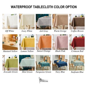 Custom Solid Color Linen Textured Oilcloth Tablecloth With Tassel or ...