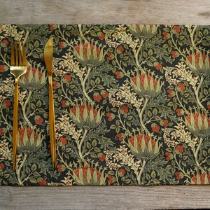 Elegant Fabric Table Placemat Set 4 6 8 12, Rectangle Placemats Gift for Mom, Large or Small Size, Scottish Thistle by William Morris Christmas gift