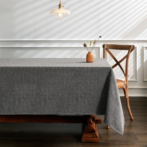 Customize Oversized Tablecloth Linen Textured Table Cloth Water Resistant Rectangle Round Oval Table Cover Spill-Proof Gray