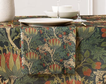 Table Napkin Set 4 6 8 12 | Large Small Napkins, Scottish Thistle by William Morris | Gift for Mom, Linen Blend Napkin & Placemat Set