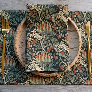 Elegant Fabric Table Placemat Set 4 6 8 12, Rectangle Placemats Gift for Mom, Large or Small Size, Scottish Thistle by William Morris