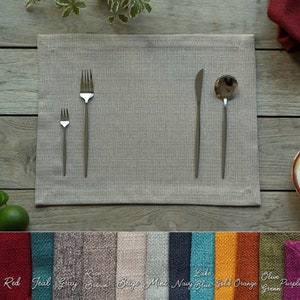 Stain Resistance Table Placemat| Linen Textured Placemat Set of 4 6 8 10 12 | Easy Care Table Placemats | 14x18 inch