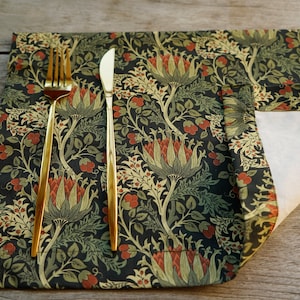Elegant Fabric Table Placemat Set 4 6 8 12, Rectangle Placemats Gift for Mom, Large or Small Size, Scottish Thistle by William Morris Christmas gift