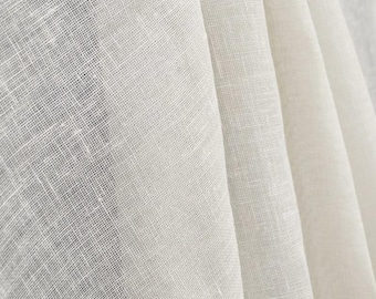 Custom Size 100% French Linen Look Curtains,Semi-Blackout,Natural Beige & White Color,Modern Minimalist Curtains for Living Room and Bedroom