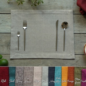 Stain Resistance Table Placemat Set of 4 6 8 10 12 Linen Textured Table Placemats Easy Care 14x18 inch Beige