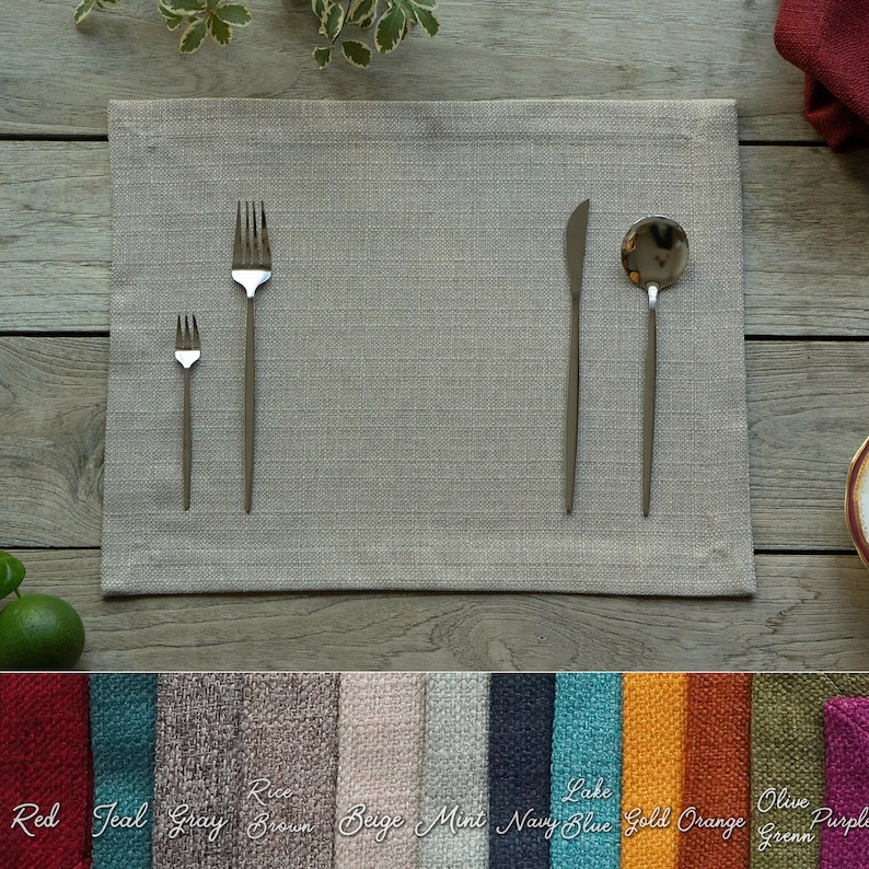 Stain Resistance Table Placemat Set of 4 6 8 10 12 Linen Textured Table Placemats Easy Care 14x18 inch Beige