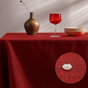 Valentine&#39;s day tablecloth| Linen Textured Stain Resistance Table Cloth| Custom Size Tablecloth| Rectangle Table Cover | Spill-Proof