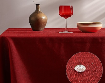 Valentine's day tablecloth| Linen Textured Stain Resistance Table Cloth| Custom Size Table Cloth| Rectangle Table Cover | Spill-Proof