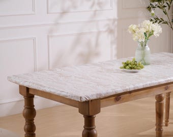 Wheat Bloom Custom Tablecloth, Waterproof Fitted Table Cover, Neutral Botanical Floral Dining Table Protector, Rustic Farmhouse Decor