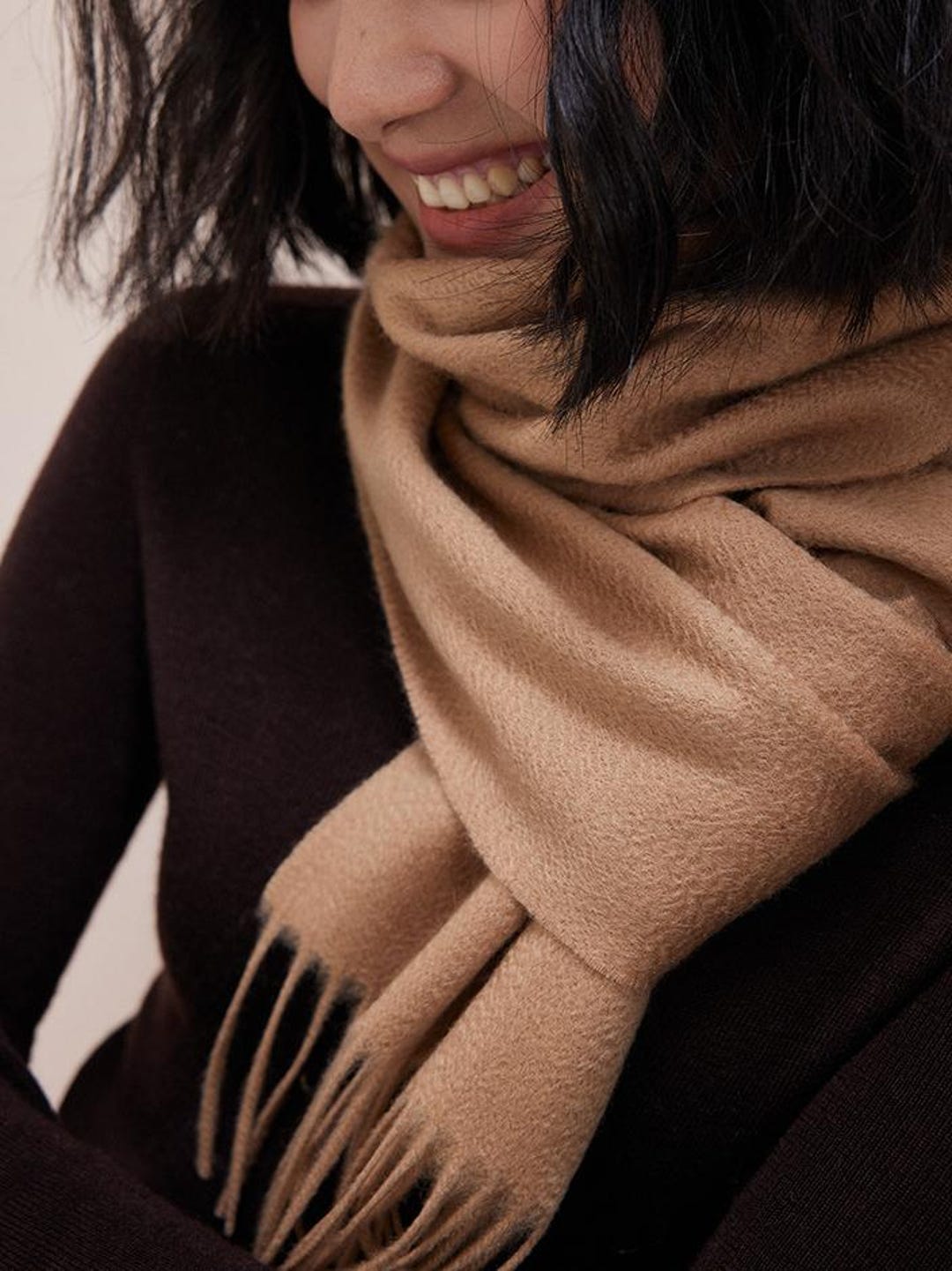 【日本入手困難】MONOGRAMMED FRINGED SCARF IN CASHMERE Personalized 100% Cashmere Scarf With Tassels - Custom