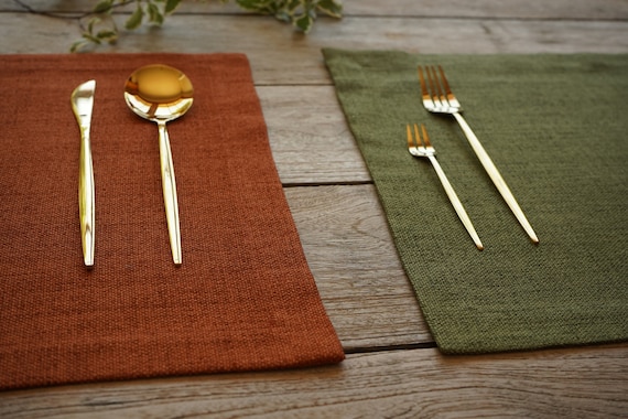 Customizable Placemats | Linen Texture Stain Resistance Table Placemat Set of 4 6 8 10 12 | Washable |  Easy Care