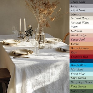 European Natural Linen Tablecloth, Stone Washed Table Cover, Custom Size Table Linen, Large Width, Extra Large, Farmhouse Rustic Style