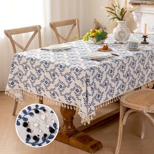 Custom Waterproof Cotton Tablecloth – Contemporary Geometric & Botanical Designs, European-Inspired Style, Spill Proof, Easy Care