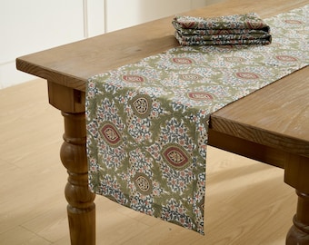 Spring Linen-Blend Table Runner, Custom Sized, Runner with Squared Hem, Gift for Mom, William Morris