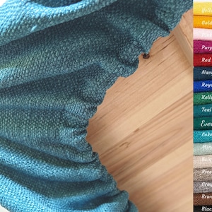 Custom Linen Textured Stain Resistant Fitted Tablecloth, Spill-Proof & Scratch-Resistant, Table Cover with Elastic