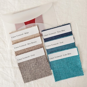 Fabric Swatch – Linen-Textured,  French Natural Linen & Cotton Samples for Tablecloths, Runners, Placemats, and Napkins