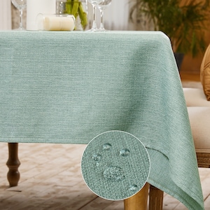 Linen Textured Stain-Resistance Tablecloth | Custom Size Table Cover | Spill-Proof & Scratch Resistant