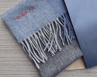 Men's Personalized Wool Scarf with Embroidered Initials | Unique Valentine's Day Gift