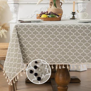 Custom Size Waterproof Cotton Blend Tablecloth – Modern Geometric & Botanical Patterns, European Classic, Spill Resistant, Easy-Care Cover