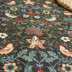 Cotton Tablecloth, Custom Size Table Cover, Square or Rectangle,54in Wide Strawberry Thief by William Morris, Mother&#39;s day Gift