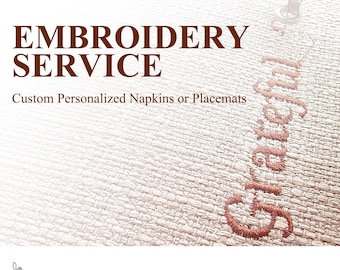 Servicio de bordado de servilletas o manteles individuales, letras personalizadas, logotipo y diseño personalizado, cargo por servicio por pieza