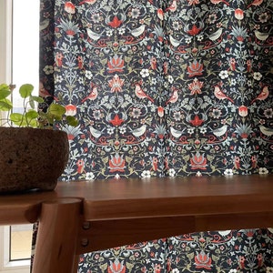 Vintage Rustic Style Curtains for Living Room, Cafe Curtains, Custom Size William Morris Drapery Panel