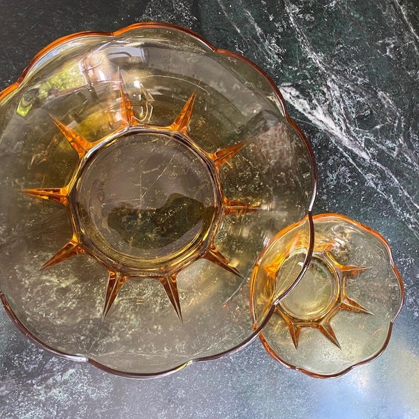 Vintage Chip and Dip Glass Bowl Etsy