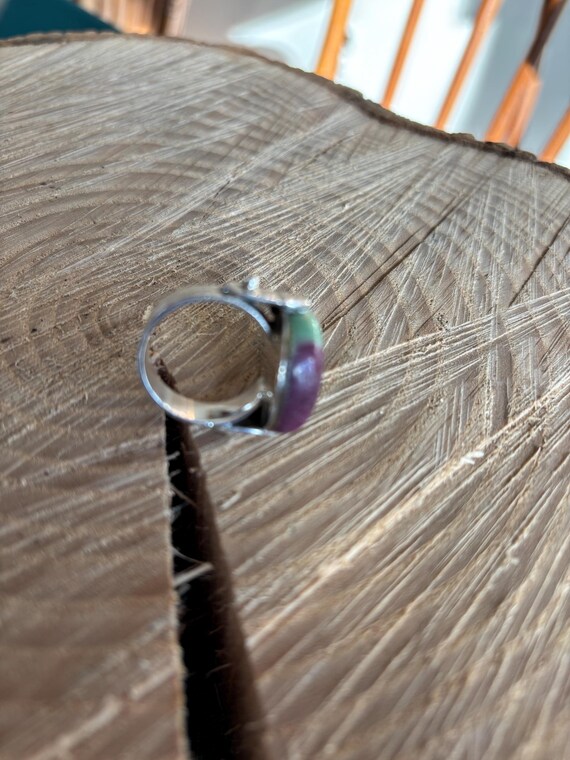 Native American Ruby Zoisite 526 Silver Ring SZ 8 - image 5