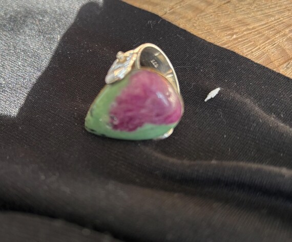 Native American Ruby Zoisite 526 Silver Ring SZ 8 - image 6