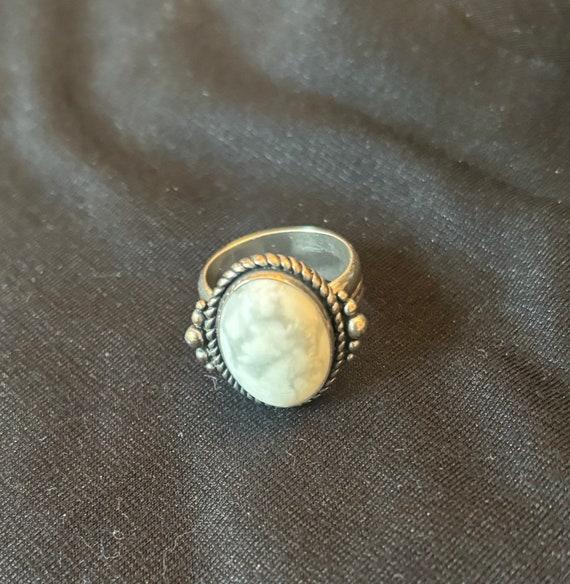 Native American White Turquoise Sterling Silver Ri