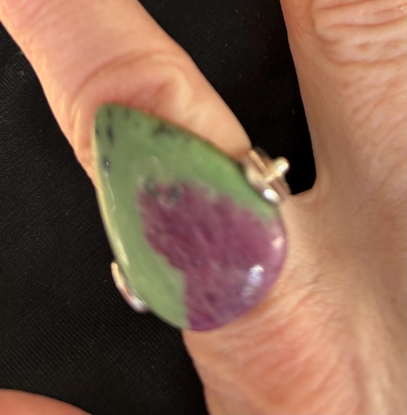 Native American Ruby Zoisite 526 Silver Ring SZ 8 - image 1