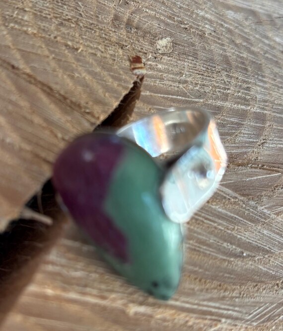 Native American Ruby Zoisite 526 Silver Ring SZ 8 - image 8