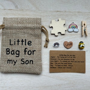 Little Bag for my Son, Charms , Token Gift, Sentimental Present