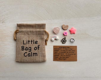 Little Bag of Calm, Keepsake Charms, Rose Quartz, Rainbow, Heart, Luck, Positivity