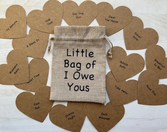 Little Bag of I Owe Yous, Romantic Keepsake Tokens, Anniversary Birthday Gift